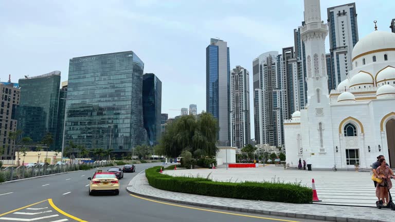 View of white mosque in the city outdoor view