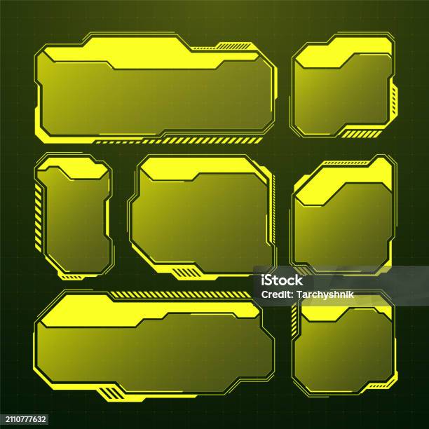 Yellow Notification Box Ui Yellow Futuristic Hud Ui Elements Scifi User Interface Text Boxes ...