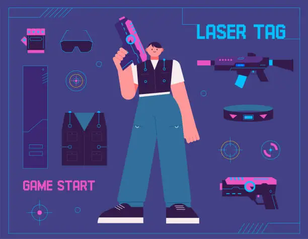 Vector illustration of Laser tag indoor survival game.