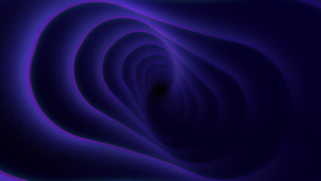 Abstract magic energy dark purple lines twirl in space. Abstract minimalistic luxury vortex energy flows. Glowing rays move along a geometric tunnel surface. 4k 60fps video loop.