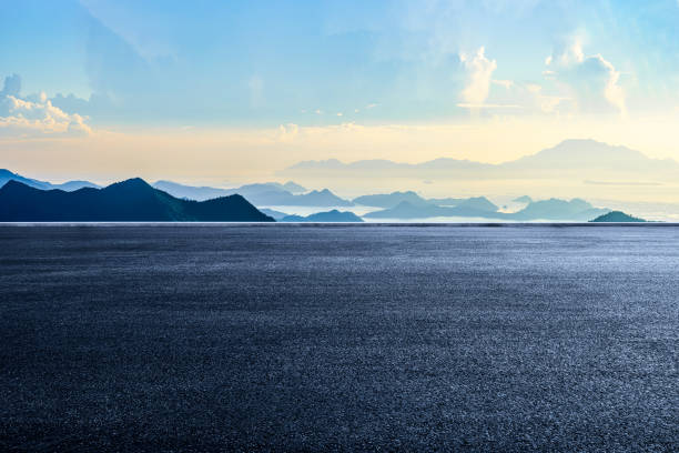 istock Empty asphalt road and mountains nature scenery. Road platform background 2110829906