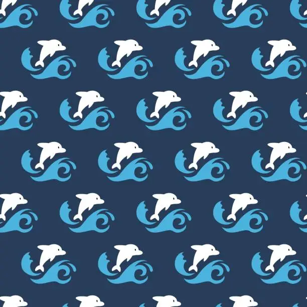 Vector illustration of Marine Leap Dolphin Rhythms Dance Vector Pattern