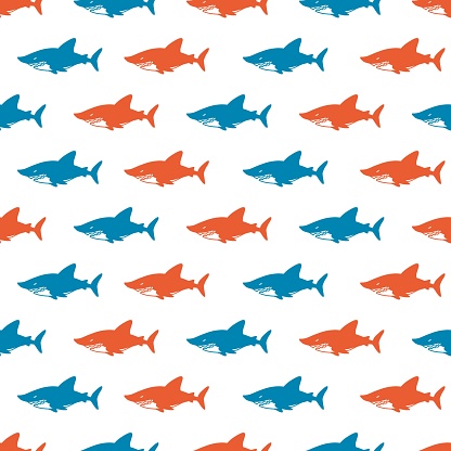 Summer Predatory Waves Blue and Orange Sharks can be use for background and apparel design