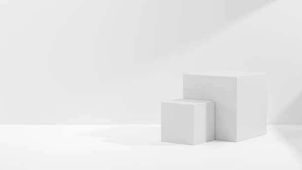 istock 3D rendering abstract white shape podium Perfect platforms for showing your beauty products on white background 2110905226