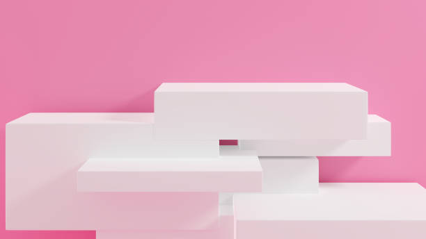 istock 3D rendering abstract white shape podium Perfect platforms for showing your beauty products on pink background 2110905232