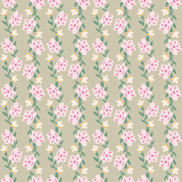 Vector illustration of Floral seamless pattern in in small-scale flowers. Trendy colors. Shabby chic millefleurs. Will be fine for textile or book covers, manufacturing, wallpapers, print, gift wrap and scrapbooking.