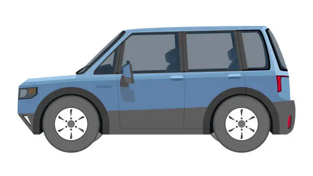 Vector illustration of Cartoon vector or illustration of transport electric vehicles car SUV blue color.