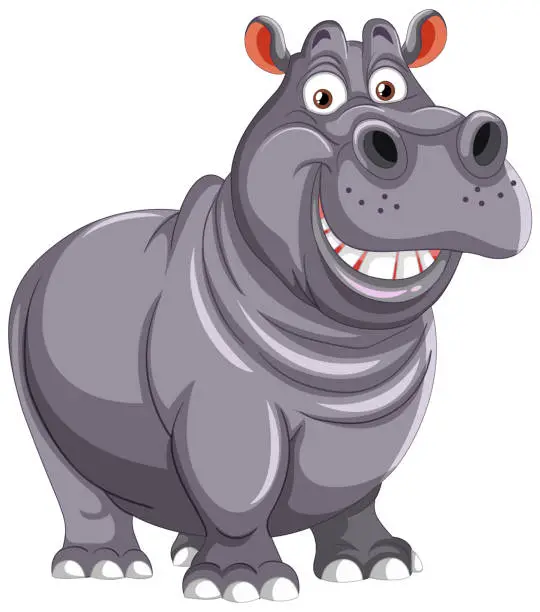 Vector illustration of A friendly smiling hippo in vector style.