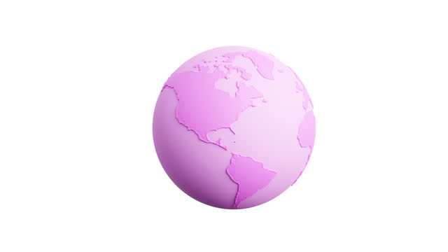 3d Animation cartoon Pink world on white background. Love global. A world full of love. Valentine world.