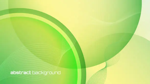 Vector illustration of Smooth flowing green, yellow and white colors wave circle line abstract background