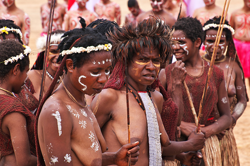Wamena, Papua, Indonesia - 08 Aug 2016. National festival of local tribes in Wamena city, Papua