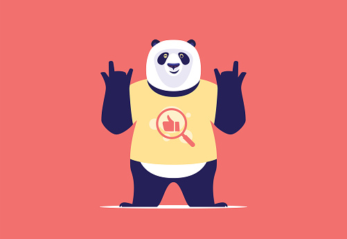 vector illustration of panda cheering in yellow t-shirt
