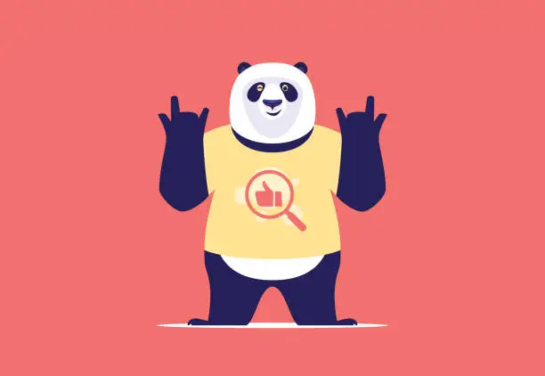 Vector illustration of panda cheering in yellow t-shirt