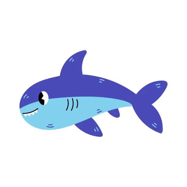 Vector illustration of Shark cartoon vector illustration