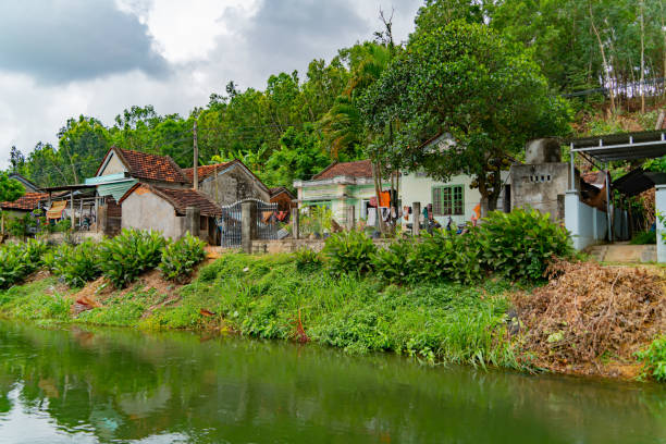 A small river flowing through the village. Central highlands of Vietnam.