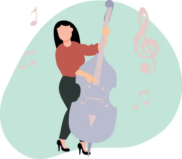 Vector illustration of The girl is playing the guitar.