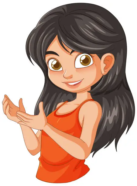 Vector illustration of Vector illustration of a happy girl clapping.