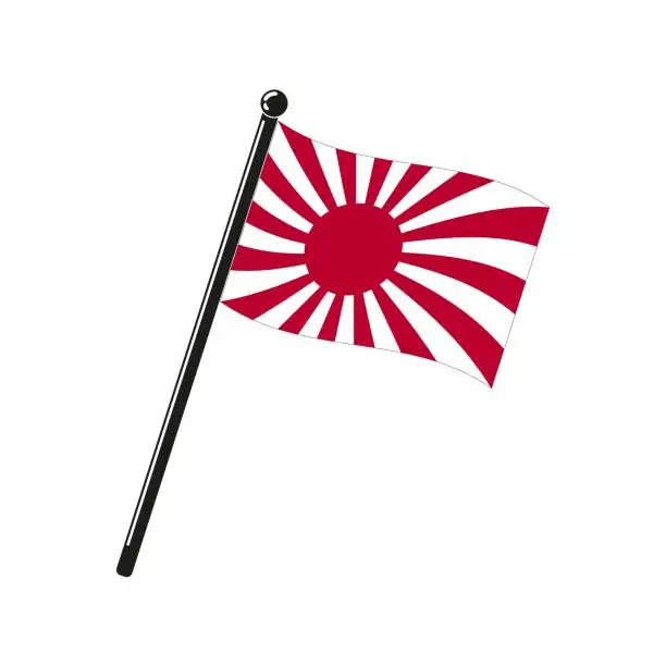 Vector illustration of national flag of Rising Sun on the stick