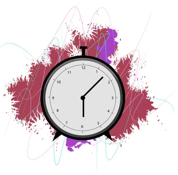 Vector illustration of alarm clock with grunge