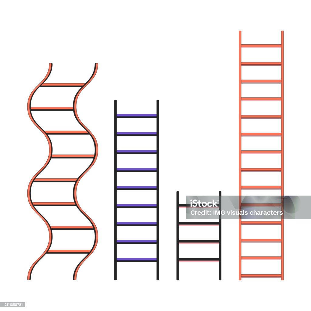 Cartoon Rising Object Different Ladders Rising Up 2d Linear Cartoon Object Stock Illustration ...