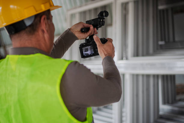 istock Photographer with a camera at the construction site 2111367763