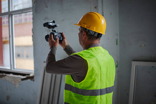 istock Photographer with a camera at the construction site 2111370890