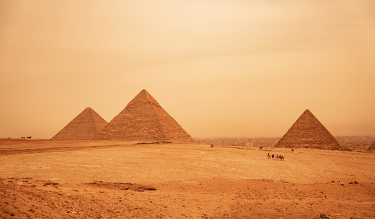 View of Pyramid of Khafre at Giza. In Cairo, Egypt