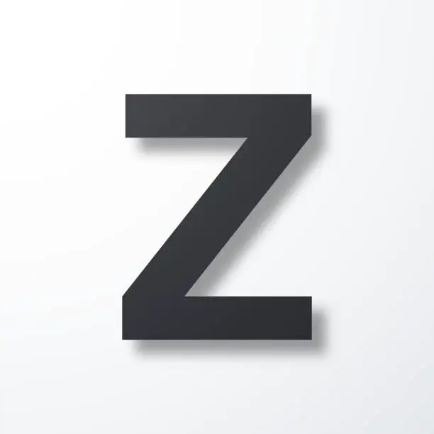 Vector illustration of Letter Z. Icon with shadow on white background