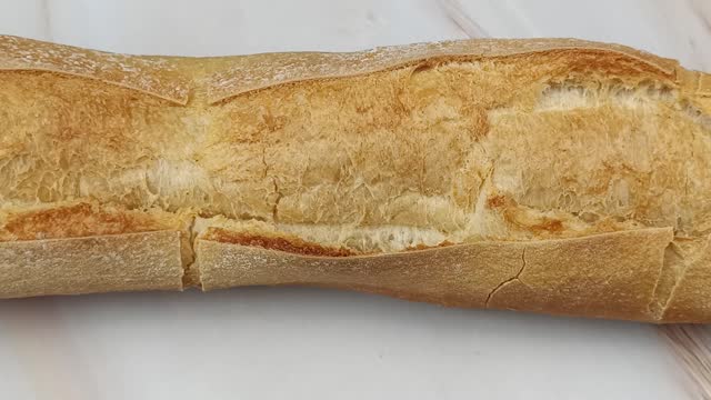baguette, close-up, on a table