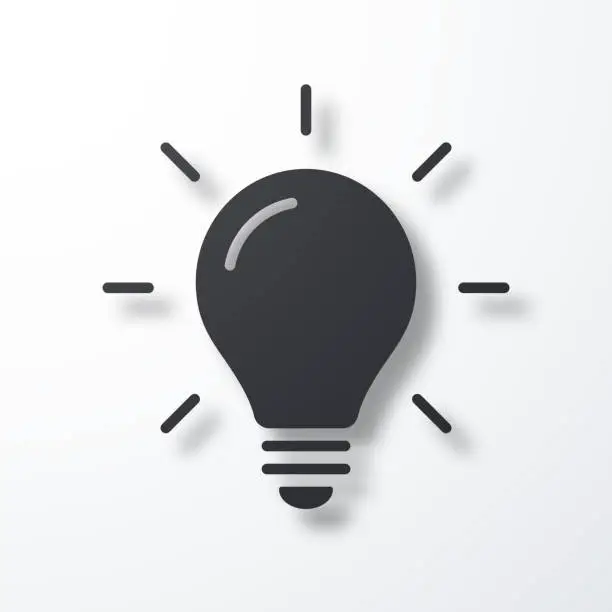 Vector illustration of Light bulb. Icon with shadow on white background