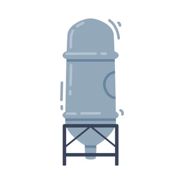 Vector illustration of Metal Water Tower or Water Tank Vector Illustration