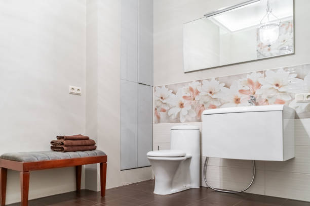 istock bright modern bathroom with minimalist design and tiles 2111421653