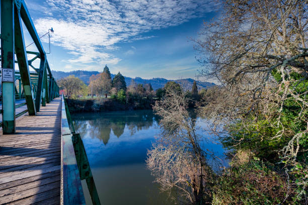 The Umpqua River running through Roseburg, Oregon, USA.