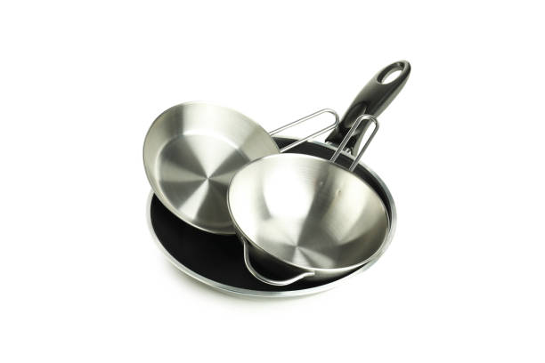 istock Pan with bowls isolated on white background 2111450639