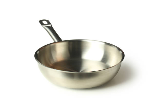 istock Metal empty bowl isolated on white background 2111450747