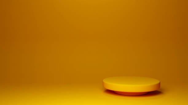 istock 3D minimal design darker yellow cylinder podium for product showcase display on empty background illustration 2111453391