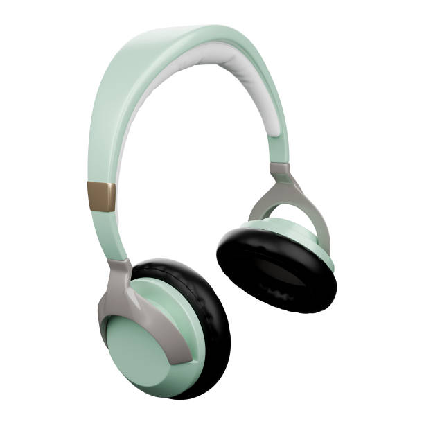 istock Over-ear headphones light green 3D. 2111453416