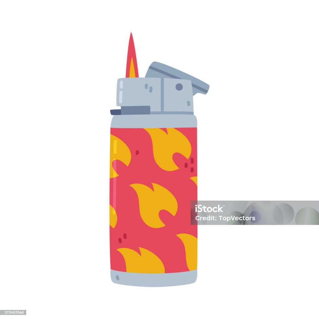 Red Lighter Icon Red Lighter As Portable Device For Igniting Cigarette And Generating ...