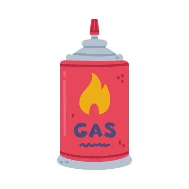 Vector illustration of Gas Burner Red Balloon as Ignition Gear with Flammable Fuel Vector Illustration