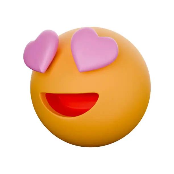 Photo of Emoji smiley face with heart eyes 3D.