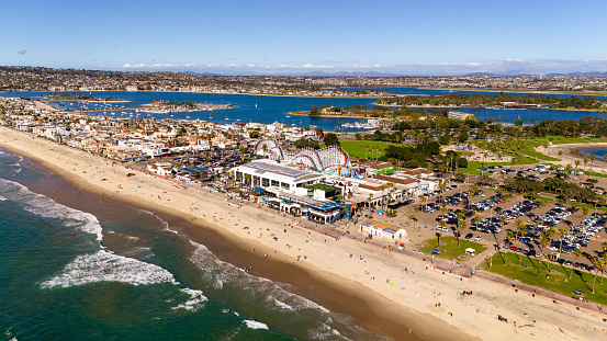 Aerial view of Belmont Park in San Diego, California.