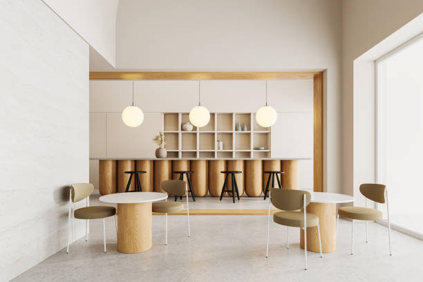 istock White cafe interior with bar and tables 2111529740