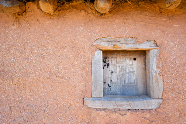 Window in Celtiberian settlement in Garray, Soria Province, Castilla Leon in Spain.