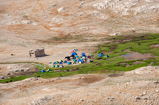 Tents of mountaineers camping in the Yedigöller Region in Aladağlar National Park.