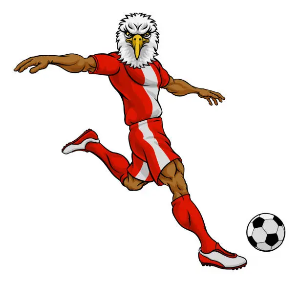 Vector illustration of Eagle Soccer Football Player Animal Sports Mascot