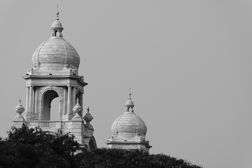 Aerial view of St Paul Cathedral from a flying helicopter.