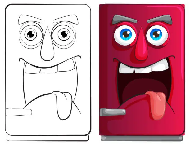 Vector illustration of Cartoon fridges with expressive faces and personalities