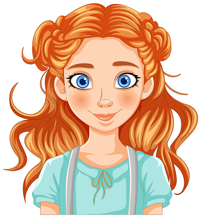 Bright-eyed girl with a friendly smile illustration