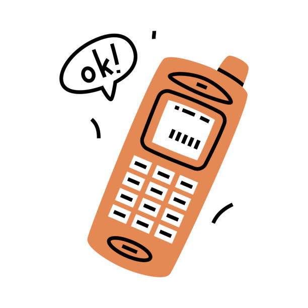 ilustrações, clipart, desenhos animados e ícones de retro mobile cellphone as portable telephone for making and receive calls vector illustration - old mobile phone telephone obsolete