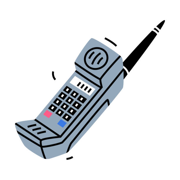 ilustrações, clipart, desenhos animados e ícones de retro mobile cellphone como telefone portátil para fazer e receber chamadas ilustração vetorial - old mobile phone telephone obsolete